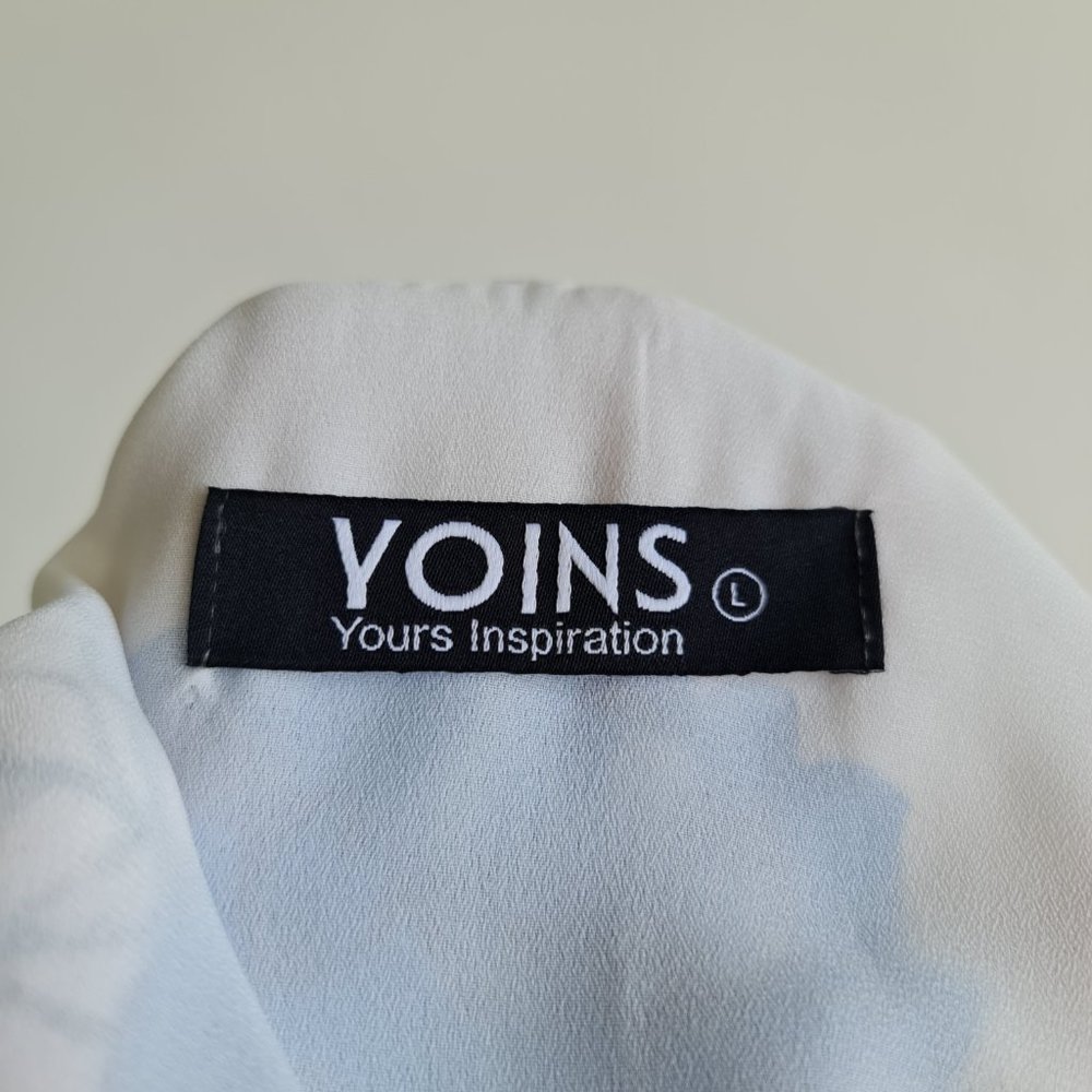 Yoins White Floral Strappy Cold Shoulder Top Sz L - Picture 6 of 7